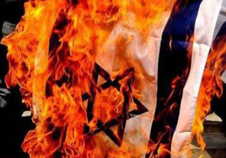 پرچم رژیم کودک‌کش صهیونیستی به آتش کشیده شد