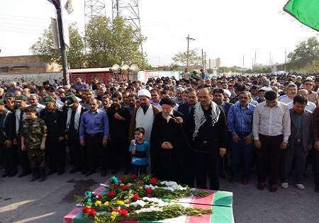 خاکسپاری پیکرهای مطهر 2 شهید گمنام در گتوند خوزستان + تصاویر