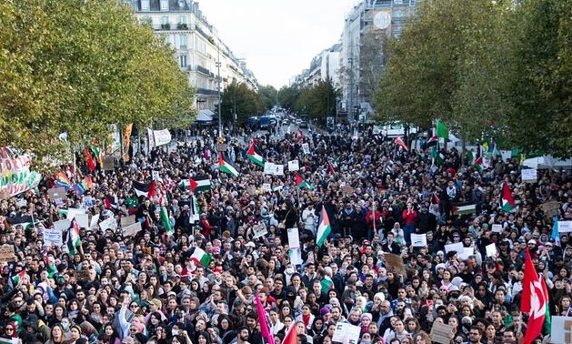 برخورد پلیس فرانسه با شرکت‌کنندگان در تظاهرات ضدصهیونیستی