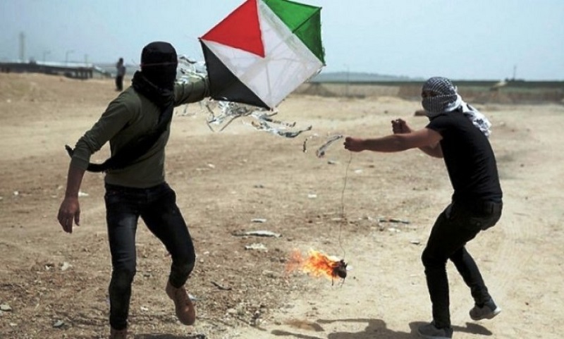 In response to rocket firing incendiary kites on the Gaza border
